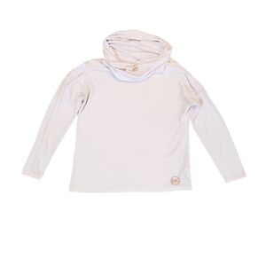 Michael Michael Kors Women's White Cowl Neck‎ Bling Logo Pullover Hoodie Large